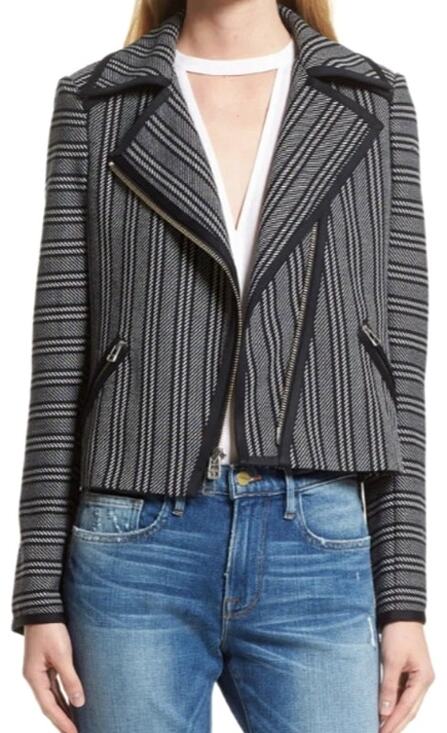 Veronica Beard Jackets & Blazers - VERONICA BEARD Asymmetrical Striped Moto Jacket Blazer Zipper Size 2